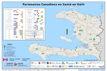 une carte aves les organisations canadiennes qui sont travail dans Haiti. 