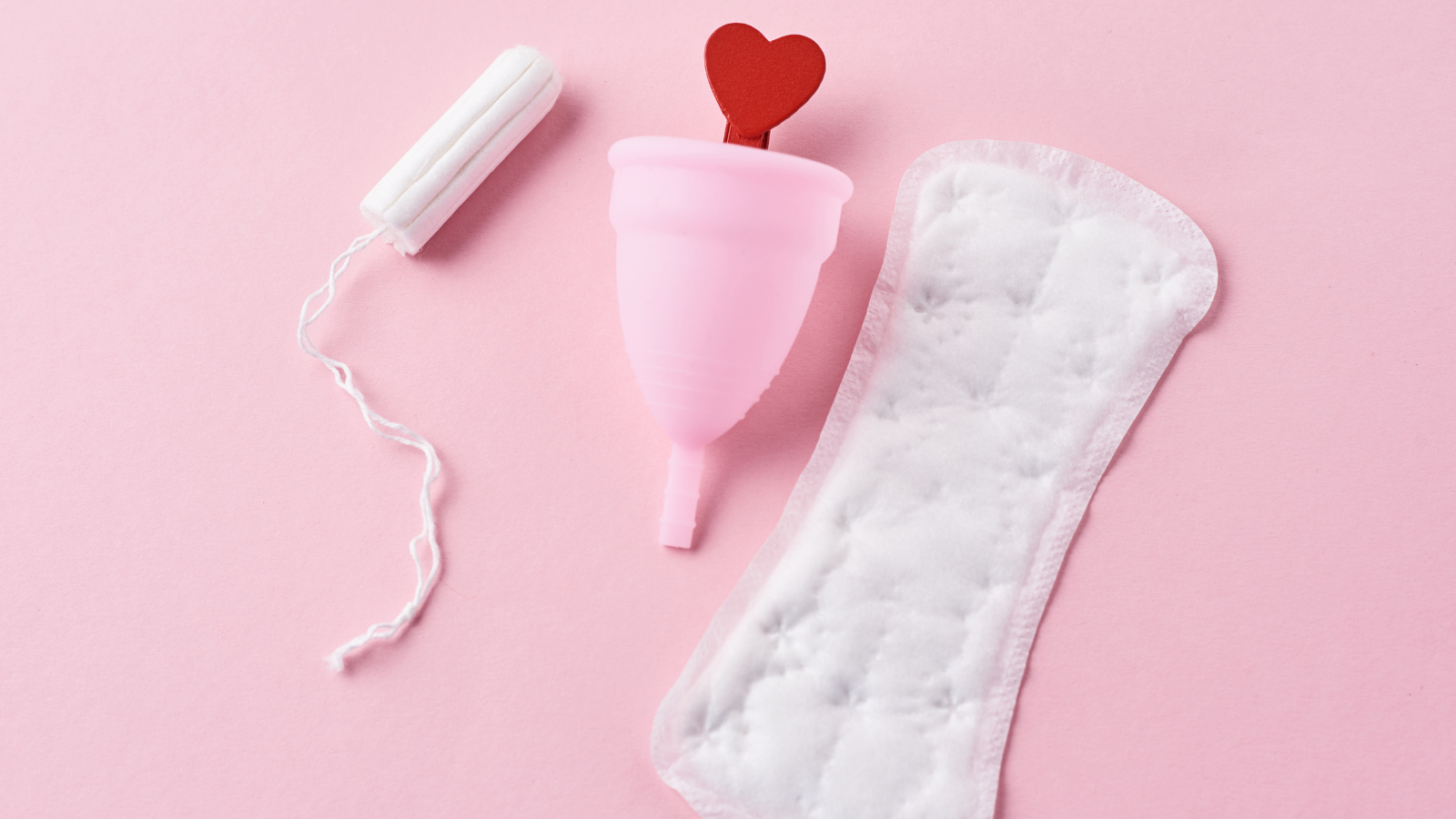 tampon. menstrual cup and pad